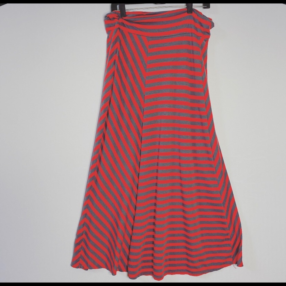 Tommy Hilfiger Gray/Red Maxi Skirt Sz L